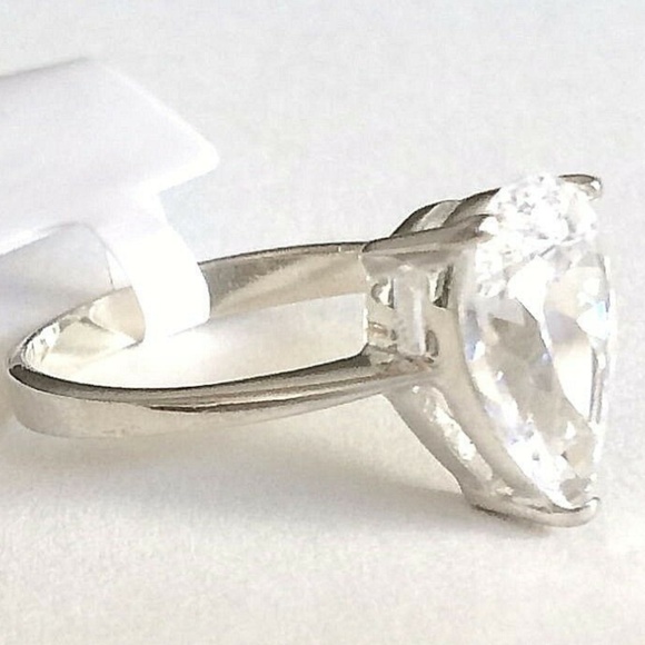 Sterling Silver Pear Cut Ring Size 7 9 10 Solitaire Engagement CubicZirconia 925 - Picture 5 of 8